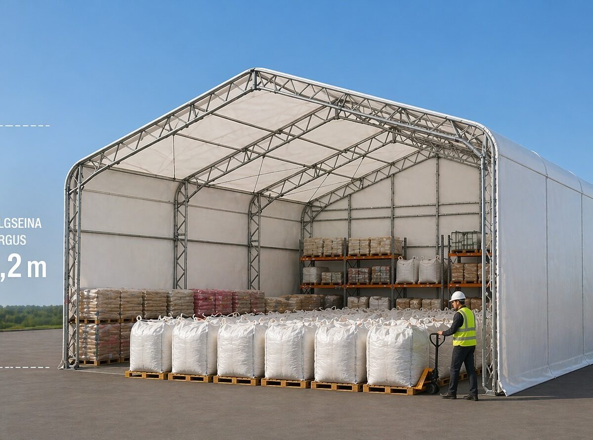Tugevdatud PVC viilhall 10×18 m aastaringseks kasutuseks – laohall ja tööstuslik varjualune Eestis