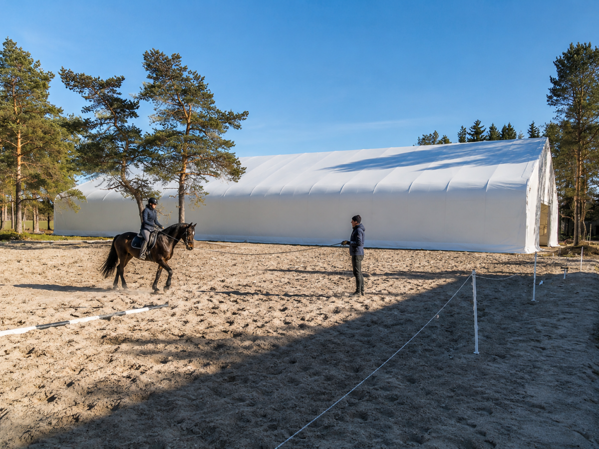 20x60m PVC ratsahall hobustele ja ratsatreeninguks Eestis